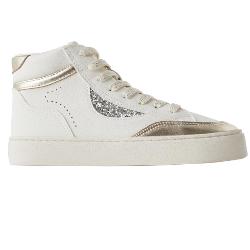 Zara Kids White and Gold High-Top Sneakers